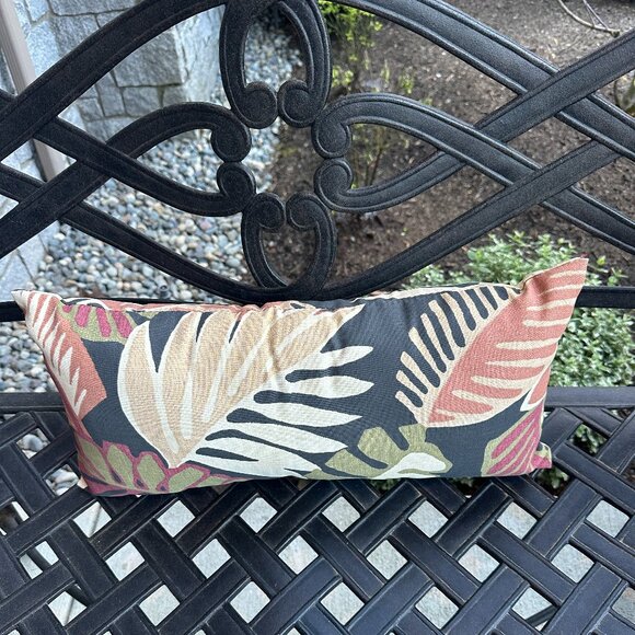 Outdoor Tropical Print Lumbar Pillow - Picture 1 of 4